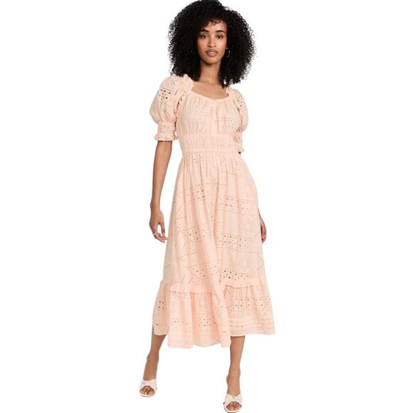 Cleobella Dresses & Skirts - Cleobella Florence Midi Dress in Shell Eyelet Puff Sleeve Organic Cotton S NWT